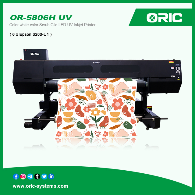 OR-5806H 1.8m Color white color Scrub Gild LED-UV Inkjet Printer Epson i3200-U1 x 6