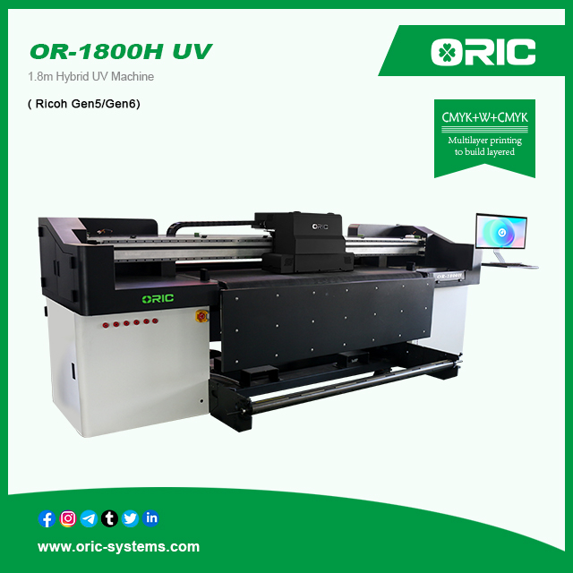 OR-1800HUV 1.8M Hybrid UV Machine （Ricoh Gen5/Gen6）UV Roll To Roll And Hybrid All-In-One Printer