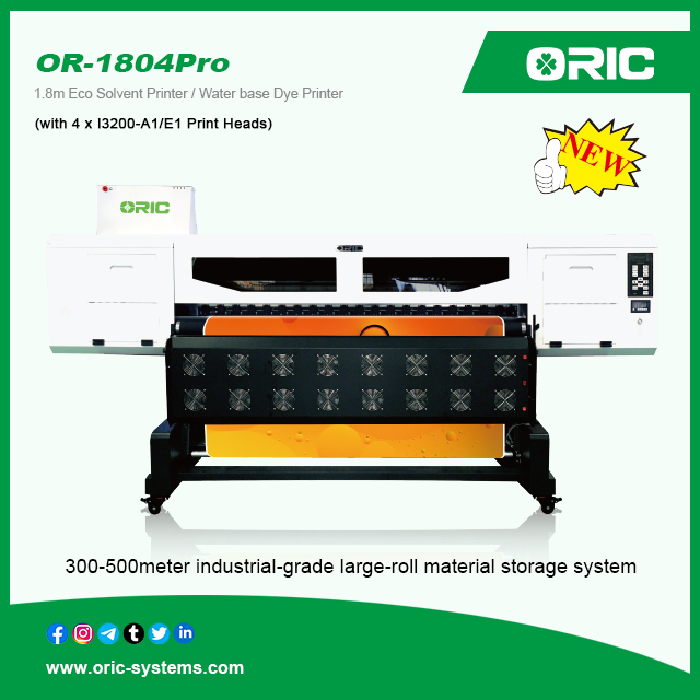 OR-1804Pro 1.8m Water base Dye / Eco Solvent high-speed advertising printer