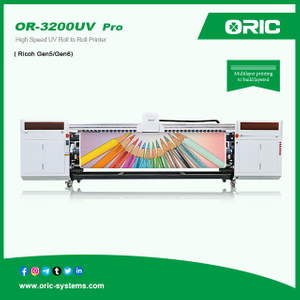 OR-3200UV Pro 3.2m UV Roll To Roll Printer With Six Ricoh Gen5/Gen6 Print Heads High Speed UV Roll to Roll Printer 