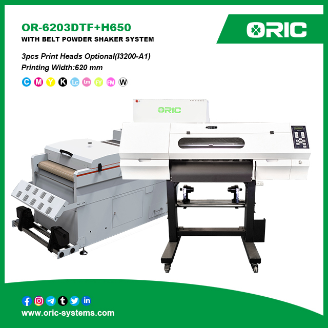 24” 9 COLORS GRADIENT PRINTING SOLUTION DTF OR-6203 DTF+H650 WITH BELT POWDER SHAKER SYSTEM 