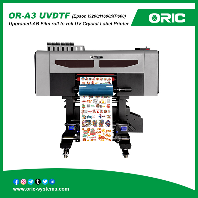 Nanjing ORIC OR-A3UV DTF New Technology Print IUpgraded - AB Film Roll To Roll UV Crystal Label Printer With F1080 / EpsonI1600 Heads