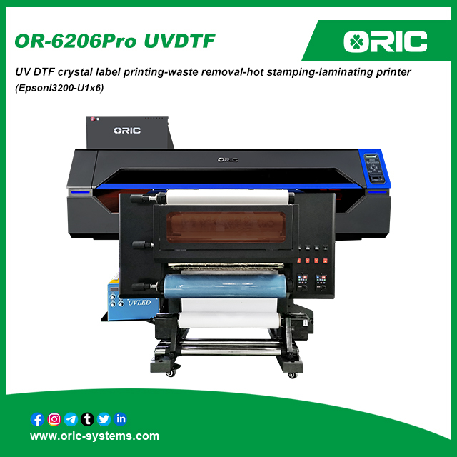 OR-6206Pro UVDTF(Epsonl3200-U1x6) UV DTF crystal label printing-waste removal-hot stamping-laminating printer