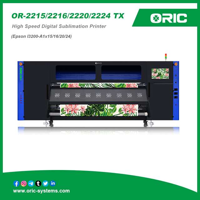 Nanjing ORIC OR-2215/2216/2220/2224 TX (EpsonI3200-A1x15/16/20/24) Maglev Guide Rail Industrial High Speed Digital Sublimation Printer