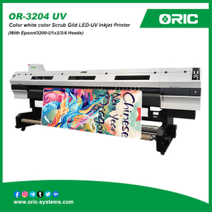 CHINA FACTORY NANJING ORIC OR-3204UV(with Epson13200-U1x3/4 Heads) Color white color Scrub Gild LED-UV Inkjet Roll tp Roll Printer