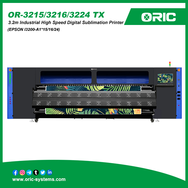 Nanjing ORIC OR-3215/3216/3220/3224 TX (EpsonI3200-A1x15/16/20/24) Maglev Guide Rail Industrial High Speed Digital Sublimation Printer 3.2m Industrial High Speed Digital Sublimation Printer