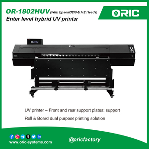 OR-1802H UV 1.8M Enter level hybrid UV printer UV Roll To Roll And Hybrid All-In-One Printer EpsonI3200-U1x2 Front and rear extended table support roll to roll & Board dual purpose printing solution