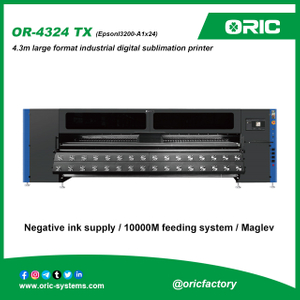 ORIC factory OR-4324TX 4.3m large format industrial digital sublimation printer 10000M takeup&feeding system Negative ink supply Maglev
