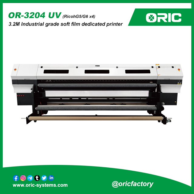 CHINA FACTORY ORIC OR-3204UV(with ricohg5g6 Heads) LED-UV Inkjet Roll tp Roll Printer 3.2M Industrial grade soft film dedicated printer