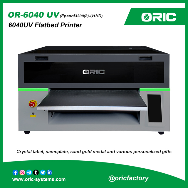 Nanjing ORIC OR-6040 UV Flatbed Printer 6040uvFlatbed Crystal label, nameplate, sand gold medal and various personalized gifts printer